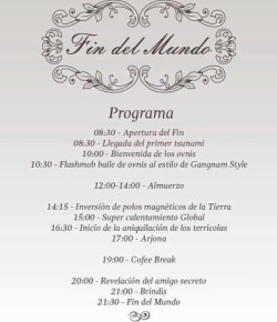 PROGRAMA PARA EL FIN DEL MUNDO